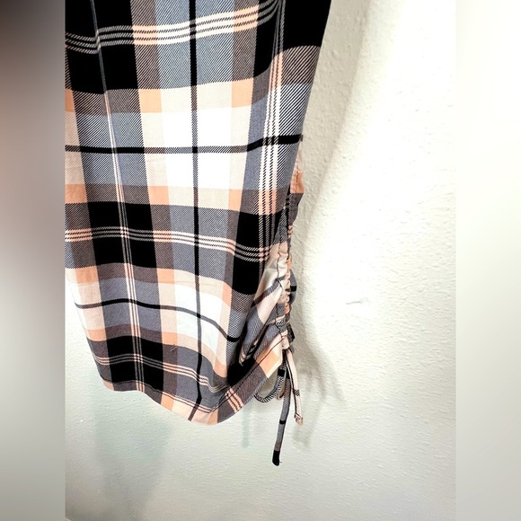 Justify Plaid Bodycon Mini Dress Spaghetti Straps Ruched Side Y2K Trendy Small - Picture 6 of 10